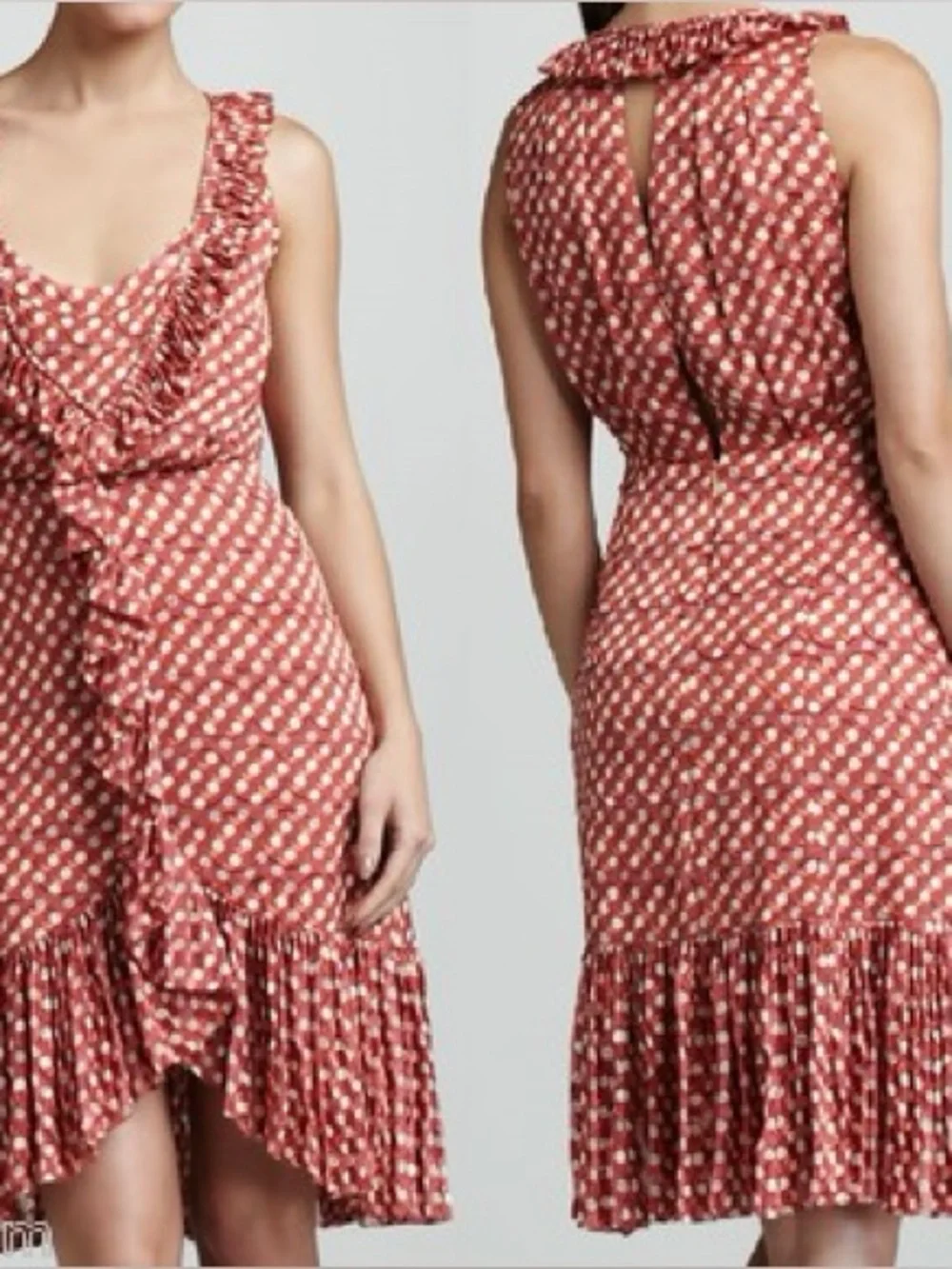 Tory Burch Janetta Circle Clip Dot Print Jacquard Dress 8 Orange Red Women’s